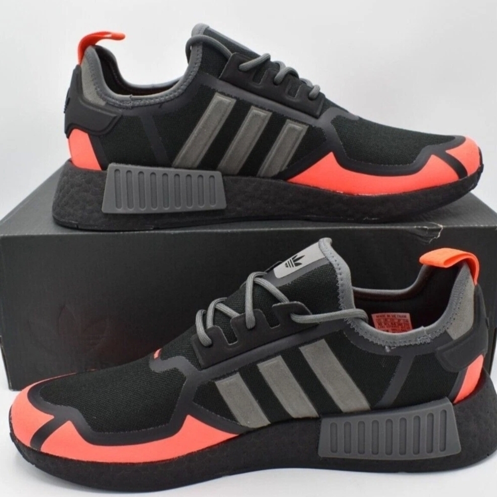Adidas Black and Bright Orange Athletic Shoes